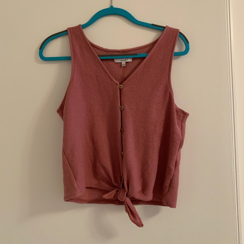 Texture & Thread Button-Front Tank Top - Picture 2 of 3